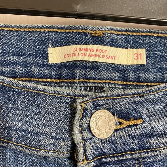 Levi's Slimming Boot Cut High Waist Blue Denim Jeans Size 31 - Picture 3 of 11